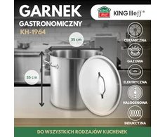 Garnek Puodas Gastronorm puodas, nerūdijantis plienas, skersmuo 35cm, 33l, kinghoff, kh-1964