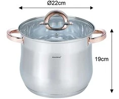Puodas plieno su pokrywą, 7,0l, śr.22cm, klausberg, kb-7792