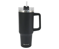 Puodelis Termospuodelis su šiaudeliu, juodas, 1100 ml, nerūdijančio plieno, Klausberg, kb-7942