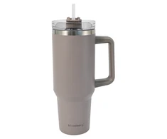 Kubek Puodelis Termospuodelis su šiaudeliu, pilkas, 1100 ml, nerūdijančio plieno, Klausberg, kb-7943