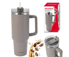 Kubek Puodelis Termospuodelis su šiaudeliu, pilkas, 1100 ml, nerūdijančio plieno, Klausberg, kb-7943