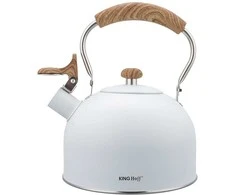 King Hoff Virdulys su gwizdkiem, 2,5l, balta, su drewnopodobną rączką, kinghoff