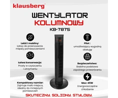 Wentylator Koloninis ventiliatorius, pastatomas, 91 cm, su nuotolinio valdymo pultu ir LED ekranu, Klausberg