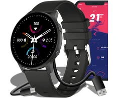 Išmanusis laikrodis RTO Retoo Išmanusis sportinis laikrodis su funkciniu širdies ritmo matuokliu, kraujospūdžio matuokliu, miego muzika, 45 mm – juodas