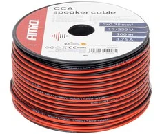 Dviejų laidininkų CCA garsiakalbių kabelis 2×0,75 mm², 100 m, 3,75 A AMIO-04457