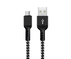 Kabelis „Maclean“ „microUSB“ laidas, palaikantis „Fast Charge 2.4A“, duomenų perdavimas, 5V/2.4A, juodas, 1 m ilgio, MCE473