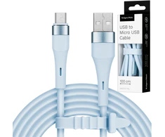USB - microUSB kabelis 1 m silikoninis mėlynas Kruger &amp; Matz Basic