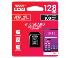 GoodRam Atminties kortelė Micro SDHC class 10 UHS I 128GB + adapteris