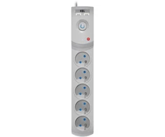 KEL Listwa zasilająca su bezpiecznikiem i układem przeciwprzepięciowym professional, 5 gniazd, 2 porty usb, ilgis 1,5m, 10a, 230v, 2300w, pilka