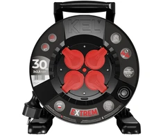 KEL Plastrol Przedłużacz bębnowy EXTREME LINE 4 gniazda su/u IP44 16A H07BQ-F 3x2,5 30m juoda W-100086