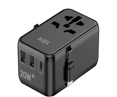 KEL Uniwersalny adapter sieciowy (eu, uk, us, au), szybkie ładowanie pd20w+qc