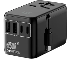 KEL Uniwersalny adapter sieciowy (eu, uk, us, au), szybkie ładowanie pd65w+qc
