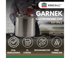 Garnek Puodas Gastronorm puodas, nerūdijantis plienas, skersmuo 30cm, 21l, kinghoff, kh-1962