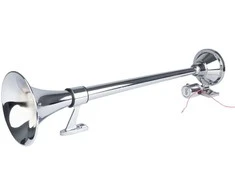Garso signalas – chromuotas, 640 mm, 150 dB, 12/24V, AMIO-04076