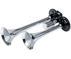 Dvigubas garso signalas – 150 dB, chromuotas, 12-24V, AMIO-03617