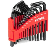 HEX ir TORX imbus raktų rinkinys CRV, juodas, 22 vnt., AMIO-04297