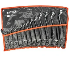 Žiedinių raktų rinkinys, lenkti 6–32 mm, 12 vnt., AMIO-04197