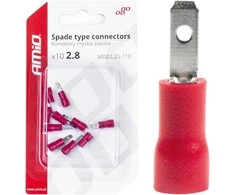 Izoliuoti plokščii kištukai 2.8mm 0.5-1.5mm2 10a 10 vnt. amio-03064