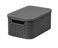 Plastikinė dėžė su dangčiu Style Box Rattan S Curver 6L/28.5x19.4x13cm tamsiai pilkas