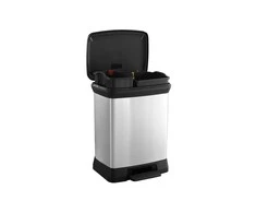 Curver Dviguba šiukšliadėžė su pedalu Deco, sidabrinė, 10l+18l