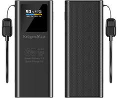 Kruger &amp; Matz PowerBank KrugerMatz 20000 mAh ličio jonų 65W išorinė baterija su QC ir PD funkcijomis