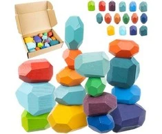 Kruzzel Stones/wooden blocks - 16pcs 22475