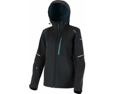 Kurtka Striukė Moteriška softshell striukė su gobtuvu, juoda ir turkio spalvos, 2xl dydžio, ce, lahti.