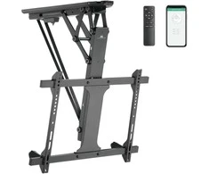 Maclean elektrinis lubų laikiklis televizoriui, TUYA atrama, max VESA 600x400, nuožulnioms sienoms, nuotolinio valdymo pultas, 32"-70", 35kg, MC-880T