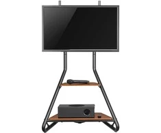 Maclean MC-455 laisvai pastatomas kampinis televizoriaus stovas Bauhaus stiliaus, laisvai pastatomas televizoriaus laikiklis su dviem lygiais, pagamintas iš medžio, keliamoji galia iki 10 kg, televizoriaus laikiklis iki 40 kg, 37-75'', maks. VESA 600x400, maks. Aukštis 1460 mm
