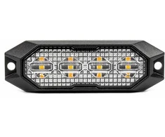 Plokščia LED įspėjamoji blykstės lempa, oranžinė, 4x3W, R65 R10, 12V/24V, IP6K9K AMIO-03929