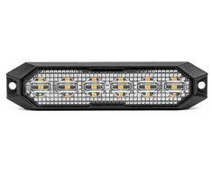 Plokščia LED įspėjamoji lemputė 6x3W 12/24V R65 R10 AMIO-03930