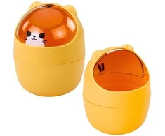 Lean Mini stalo krepšelis su meškiuko dangčiu, oranžinis, 1 L, 16 cm