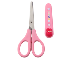 Lean Mokyklinės žirklės su dėklu, papuoštos rožiniu zuikeliu, 14 cm
