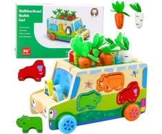 Lean Toys Medinis lavinamasis automobilis su formelių rūšiuokliu ir galvosūkiu