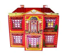 Lean Toys Willa Duży Domek Dla Lalek 6 Pokoi Meble Priedai 128 el.