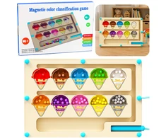 Lean Toys Medinis magnetinis labirintas spalvų rūšiuoklė