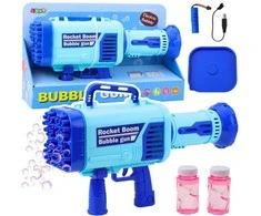 Lean Toys Mėlynas elektrinis burbulų pistoletas su 64 angomis