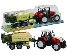 Lean Toys Didelis traktorius su priekaba Žemės ūkio mašina 65 cm