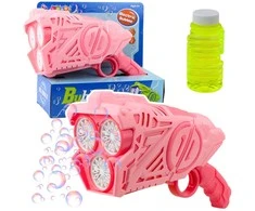 Lean Toys Rožinis burbulų pistoletas su LED efektais