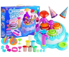 Lean Toys „Play Dough“ gimtadienio rinkinys, 6 spalvos, aksesuarai
