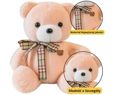 Lean Toys Kreminis Pliušinis Meškiukas su Kaspinu 23cm