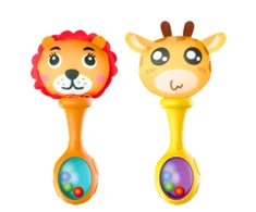 Lean Toys Sensorinių Barškučių Rinkinys su Liūtu ir Žirafa