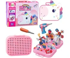 Lean Toys Vienaragio motyvo konstravimo rinkinys su elektriniu atsuktuvu