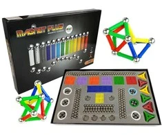 Lean Toys Magnastix magnetinių kaladėlių rinkinys 560 + lenta
