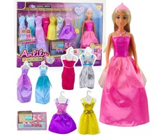 Lean Toys Lėlė Anlily su 8 Suknelių, Batelių ir Rankinių Rinkiniu