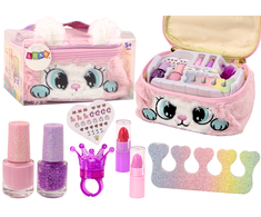 Lean Toys Grožio rinkinys su pliušine kosmetine ir katės motyvu