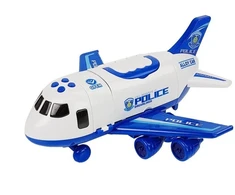 Lean Toys Sulankstomas policijos lėktuvas su automobiliais 1:64 su šviesomis ir garsu