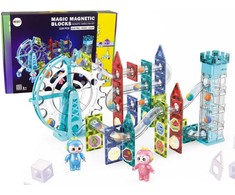 Lean Toys Šviečiantis kamuoliukų takelis su magnetiniu liftu ir velnio ratu, 129 detalės