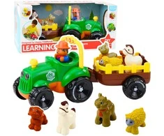 Lean Toys Vaikiškas traktorius su priekaba ir gyvūnų figūrėlėmis