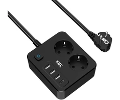 Listwa, 2 gniazda 2p+su oraz gniazdami usb a, usb c, 2m, schuko; kel